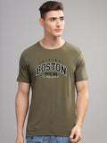 Adro Mens Printed T Shirt - Premium Cotton Graphic Printed Tshirt - Olive T-Shirt - Rn24-Bost-Ol-Xl