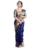 GRECIILOOKS Womens Jacquard Cotton Silk Saree (GL-S2372-BLUE)