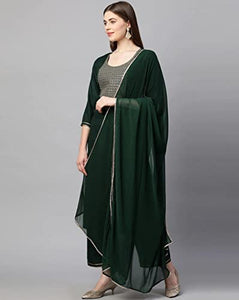 Anni Designer Women'S Ruby Cotton Solid Straight Kurti With Palazzos & Dupatta Set (Label Green-Sm_S_Green_Small),Green,S,Cotton,Regular,