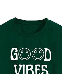 Toplot Text Printed Round Neck Crop Top For Women (Vibes-Crop-Top-5202-Olive-Xl),Green,,B0DCTKJVVW