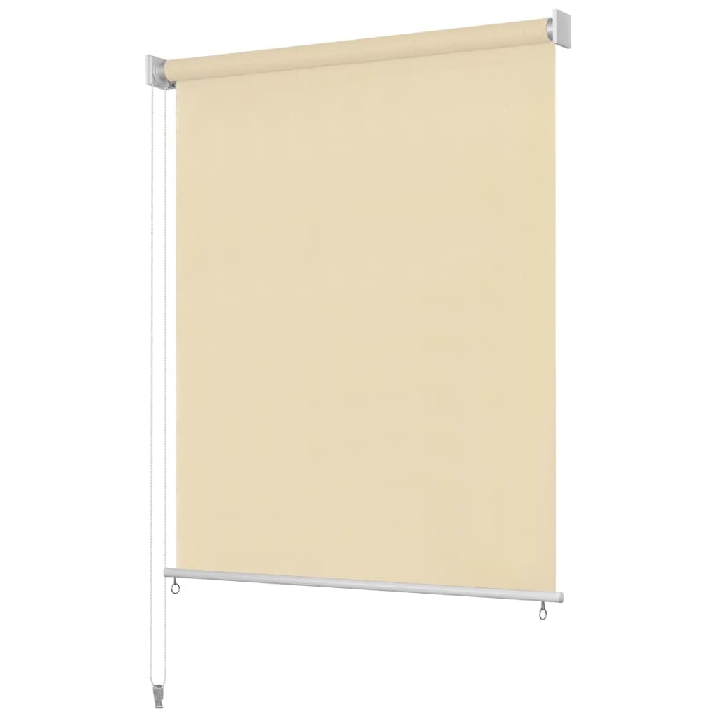 Vidaxl Cream Outdoor Roller Blind - High-Density Polyethylene Fabric, Blocks Up To 90% Of Uv Light, Ideal For Balcony, Patio, Porch Or Pergola, With Mounting Accessories, Child Safety Feature
