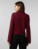 Fyltr Women'S Casual Crop Tee With Classic Collar & Flared Sleeves - Contrast Buttons | Stylish Patch Pocket With Flap,Berry Cherry,Berry Cherry,S