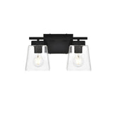 Living District Merrick 2-Light Iron & Glass Bath Sconce In Black/Clear