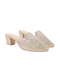 Shoetopia Embellished Golden Heeled Mules For Women & Girls /Eu40,Copper,7,B0FF3BTJ6V