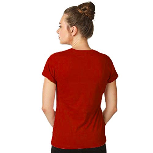 Anni Desinger Women'S Red Pure Cotton Regular Fit T-Shirt (Girl T Shirt Red_L),Red,L,Cotton,Regular,
