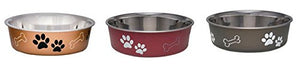 Loving Pets Assorted Bones And Paw Prints Stainless Steel Medium Pet Bowl For Dog