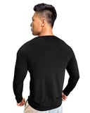 Eyebogler Men Round Neck Solid Full Sleeve Regualr Fit T-Shirt Black,BlackApparel,XL