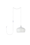 Living District Nora 1-Light Mid-Century Aluminum Pendant In White Finish