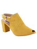 Shoetopia Womens/Girls Yellow Laser Cuts Peep-Toed Heeled Mules-Eu36,Yellow,3,B09NBZWYTM