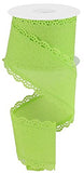 Scalloped Edge Ribbon on Canvas, 10 Yards (Bright Green, 2.5 Inch)