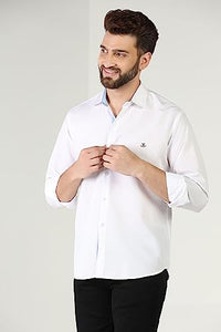 Toplot Men'S Solid Slim Fit Cotton Blend Casual Shirt With Spread Collar & Full Sleeves (Plain-Shirt-5112-White-L),White,,B0C65XFMZ3