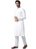See Designs Mens Kurta | Specially Crafted And Designed For The Eid Festival White Cotton Embroidered Kurta Mandarin Collar Long Sleeves Chikankari Kurta | Sdkt1093Xl
