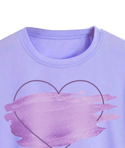 Toplot Heart Printed Round Neck Crop Top For Women (Big-Heart-Top-5201-Purple-L),Purple,,B0DCTJTTFC