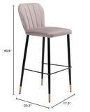Zuo Modern Manchester Bar Chair (Set Of 2), Gray, Black & Gold