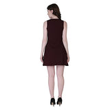 Leriya Fashion Women'S Ribbed Sleeveless A-Line Western Dresses | Plain Short Dress | Indo Western Dress For Women. (Large, Marr