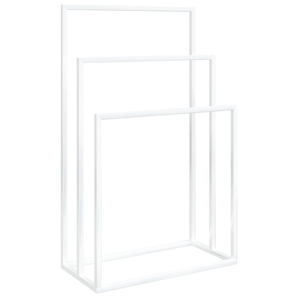 'Vidaxl White Freestanding Towel Rack - Iron Material, 3-Tier Bathroom Storage Organizer, Space-Savvy, Industrial And Modern Style