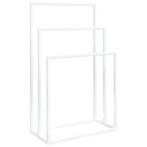 'Vidaxl White Freestanding Towel Rack - Iron Material, 3-Tier Bathroom Storage Organizer, Space-Savvy, Industrial And Modern Style