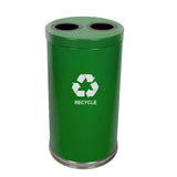 Witt Industries Steel 36-Gallon 2 Opening Recycling Container With 2 Plastic Liners, Legend Recycle, Round, Green (Pack Of 2