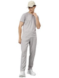 LookMark Men's Crepe Blend Solid Pattern Pajama & T-Shirt Set Short Sleeve Round Neck Drawstring Pocketed Elegance (AZ-LM-P1-NW25 Grey-M),Grey