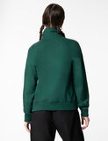 FYLTR Women's Casual Stand Collar Jacket with Drop Shoulder & Boxy Fit - Half Zipper | Utility Pockets | Rib Hem & Cuff,Enchanted Evergreen
