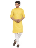 Lookmark Men'S Cotton Blend Yellow Straight Kurta(Kurta 01-Xxl_)