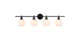 Living District Indoor Modern Home Decorative Bright Ceiling Collier 4 Light Black And Frosted White Glass Wall Sconce