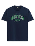 Adro Mens Printed T Shirt - Premium Cotton Graphic Printed Tshirt - Navy Blue T-Shirt - Rn24-Bost-Nb-2Xl