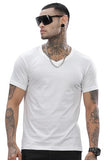 Adro Men'S V Neck Solid Cotton T-Shirt (Vn-M-Pln-Wh_White_L)