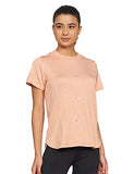 Enamor Athleisure Polyester Women's Relaxed Fit Crew Neck Hip Length Short Sleeves Quick Dry Antimicrobial 4 Stretch T-Shirt for Women - E105(E105-Cider Melange W/Magic-S),Cider Mel W/Magic