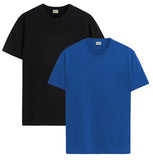 ADRO T Shirts Pack of 2 Mens Tshirts Cotton T Shirts for Men Tshirt T-Shirts Combo T Shirts Tshirts for Men Plain Solid Tshirts Black Royal Blue Tshirt for Men RCM2-PLN-BL-RB-2XL,Black,Royal Blue