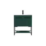 Elegant Decor Sloane 30 Mdf And Steel Single Bathroom Vanity In Green