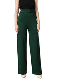 Kotty Women'S High Rise Viscose Rayon Relaxed Fit Korean Trousers Bottle Green,Bottle GreenApparel,32