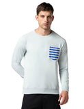 Fyltr Men'S Casual Raglan Sleeve Sweatshirt With Pocket Detail - Full Sleeve | Rib Hem & Cuff | Casual Winterwear For Men,Crystal Clear,Crystal Clear,2Xl