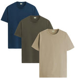 ADRO T Shirts Pack of 3 Mens Tshirts Cotton T Shirts for Men Pack of 3 T Shirts Regular fit Tshirts Combo T Shirts Solid Tshirt for Men | RCM3-PLN-SB-OL-BE-S,Teal,Olive,Beige