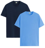ADRO T Shirts Pack of 2 Mens Tshirts Cotton T Shirts for Men Tshirt T-Shirts Combo T Shirts Tshirts for Men Plain Solid Tshirts Navy Sky Blue Tshirt for Men RCM2-PLN-NB-SK-2XL,Navy,Sky Blue
