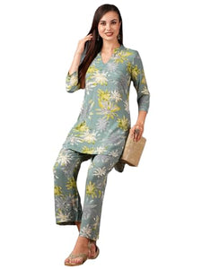 Gosriki Women'S Cotton Blend Printed Ethnic Co-Ord Set (Ambhiya Grey-Nw-Gs_S_Grey_Small),Grey,,B0D579RJ3V