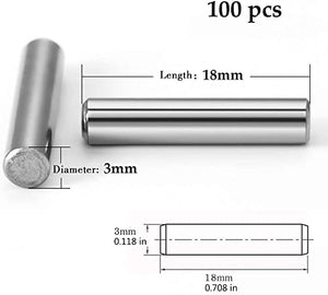 100 Pieces 3 mm x 18 mm Dowel Pin Stainless Steel Shelf Support Pin Metal Fasten Elements by Yesallwas