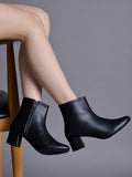 Shoetopai Women'S Black Ankle Boots Faux Leather Pointed Toe Booties With Side Zip & Mid Block Heel For Work Party & Everyday Eu38,Black,5,B0DRJGMWMM