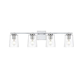 Living District Kacey 4-Light Iron & Glass Bath Sconce In Chrome/Clear