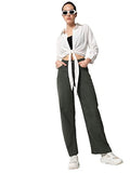 Kotty Women Mid Rise Cotton Lycra Regular Length Straight Fit Dark Green Solid Jeans (Dark Green,30)