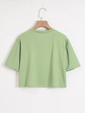 Toplot Text Printed Round Neck Crop Top For Women (Vibes-Crop-Top-5202-Pista-Xl),Pista,,B0DCTL141B