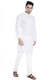 Divisive Men'S Plain Cotton Blend Linen Slim Fit Kurta Pyjama Set (Dkrt70_Xl_White)
