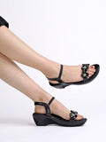 Shoetopia Womens Fancy Black Wedge Sandal /Eu42,Black,9,B0DJNVWN5W