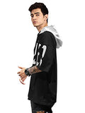 Eyebogler Men'S Designer Half Sleeves Hooded Neck Printed T-Shirt Black White