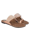 Shoetopia Chic Comfort & Stylish Rose-Gold Kolhapuri Flats For Girls /Eu37,Rose-Gold,4,B0F317BFSB