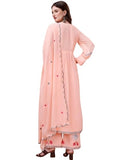Fashion Basket Women'S Faux Georgette Embroidered Straight Kurta With Dupatta (Xxx-Large, Peach)