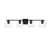 Living District Juelz 4-Light Iron & Glass Bath Sconce In Black/Clear