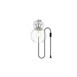 Living District Wesson 1-Light Metal Plug-In Wall Sconce In Chrome/Clear