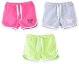KYDA KIDS Girls 100% Cotton Plain Regular Fit Shorts for Summer- Multicolor(Pack of 3),Combo2