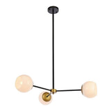 Living District Briggs 3-Light Metal Pendant W/White Shade In Black And Brass